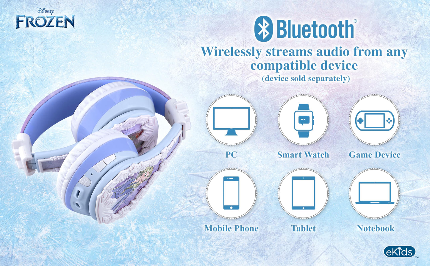 eKids Disney Frozen 2 Bluetooth Headphones with Microphone, Volume Reduced to Protect Hearing, Adjustable Wireless Headphones for School Home Travel…