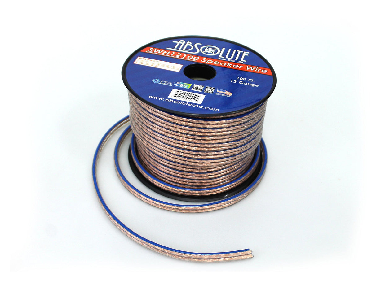 Absolute USA SWH12100 12 Gauge Car Home Audio Speaker Wire Cable Spool 100'