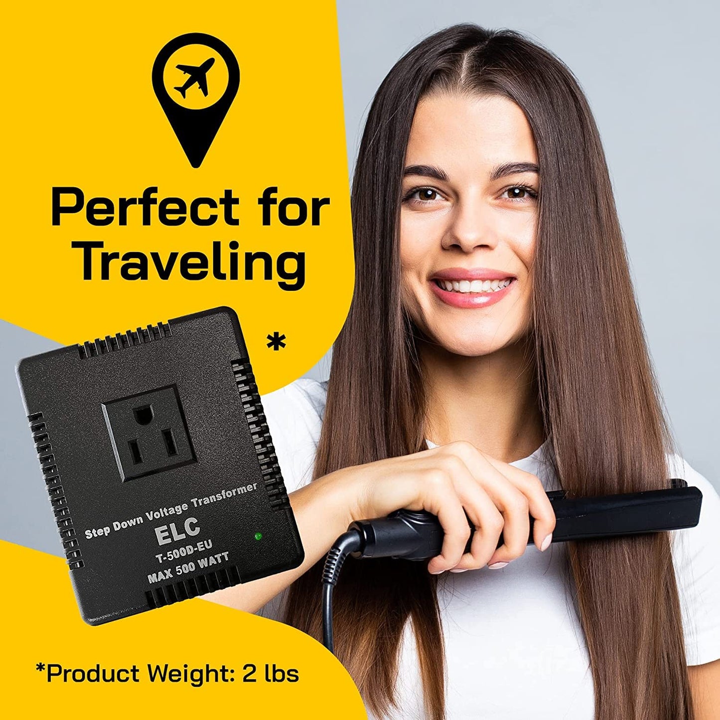 ELC 500-Watt Voltage Converter - Step Down - 220v to 110v / 240v to 120v Travel Power Converter - for Hair Straightener, Hair Dryer, Laptops…