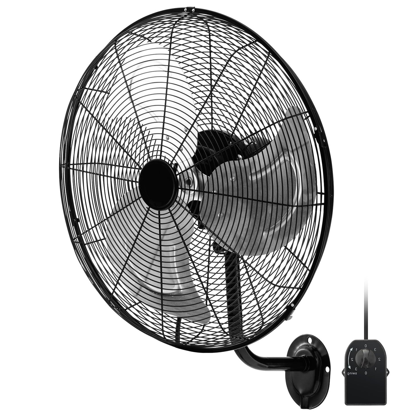 CLEEMAN 20 Inch Wall Mount Fan, 85 Oscillation, 3-Speed, Aluminum Blades, 30 Tilt, 6 FT Cord, ETL Certified, Quiet Metal Fan for Shop, Garage, Gym