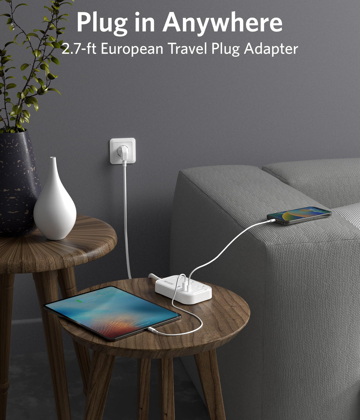 European Travel Plug Adapter - US to Europe Plug Adapter with 3 AC Outlets and 4 USB(1 PD20W) Type E/F - International Travel Adapter for USA…