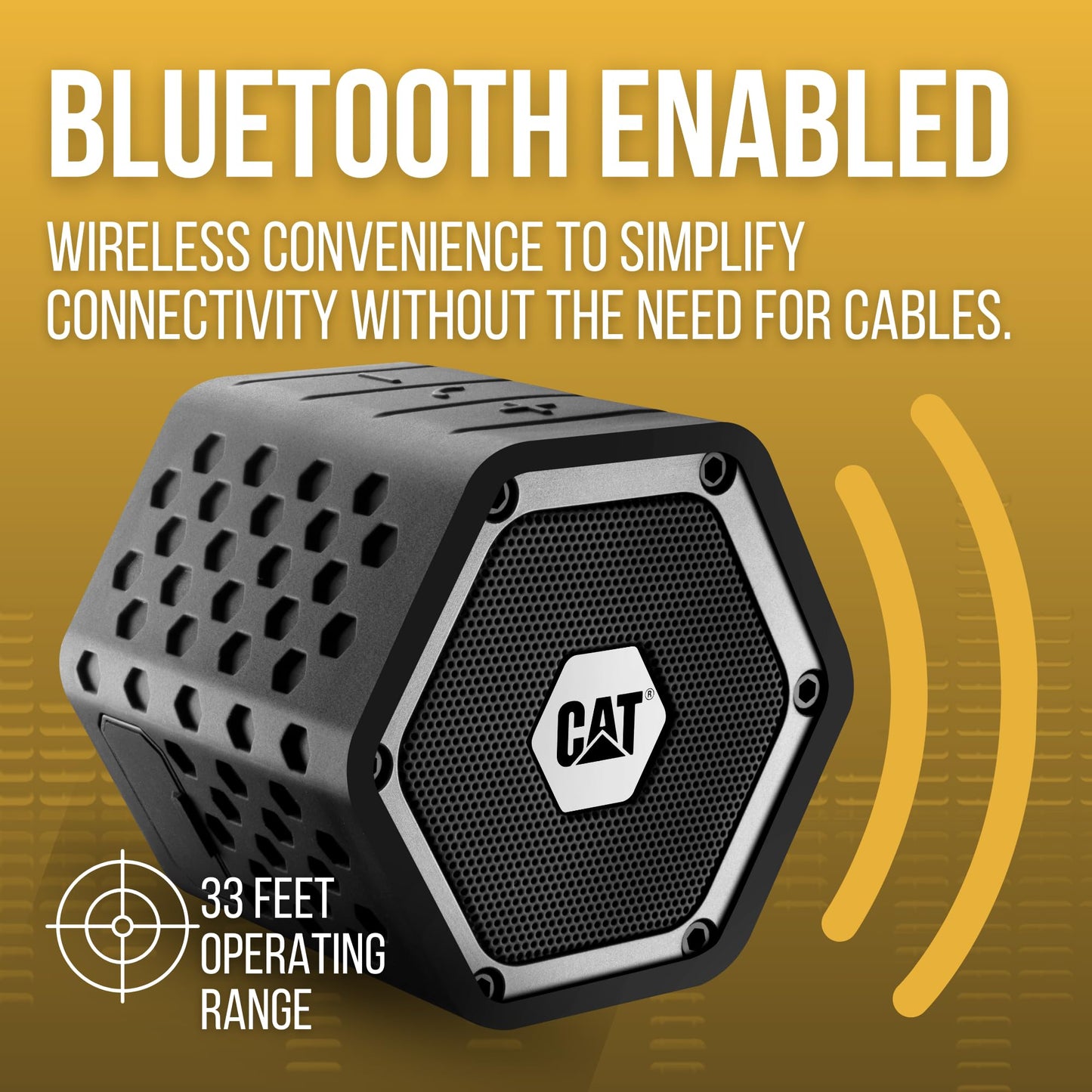 Cat Mini Bluetooth Speaker - Rugged, Heavy Duty, Portable, Wireless Outdoor Speakers | The Best Shock Proof, Dust Proof, & IP66 Water Resistant