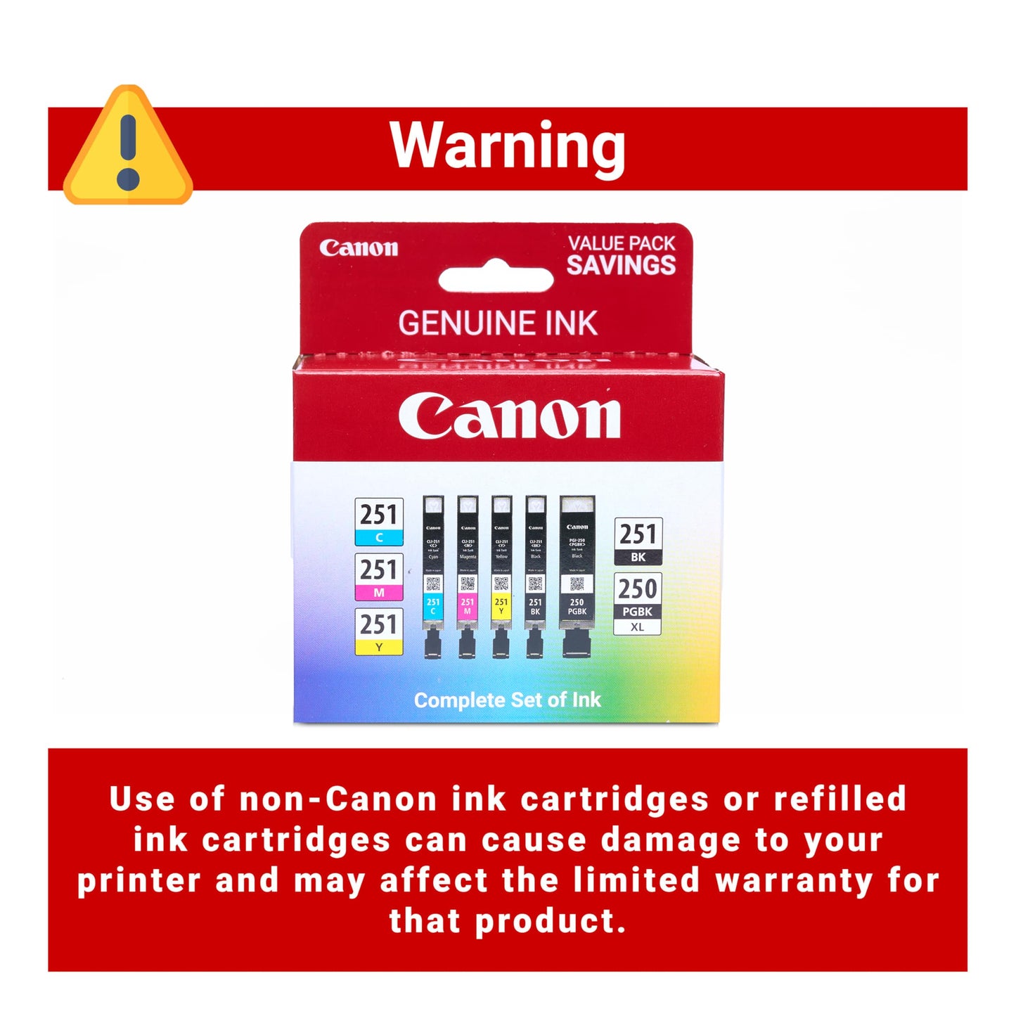 Canon PGI-250XL/CLI-251 Genuine Five Color Value Pack, Compatible with MG6320, iP7220, MG5420, MX922, MX722, MG7120, MG6420, MG5520, iX6820, iP8720