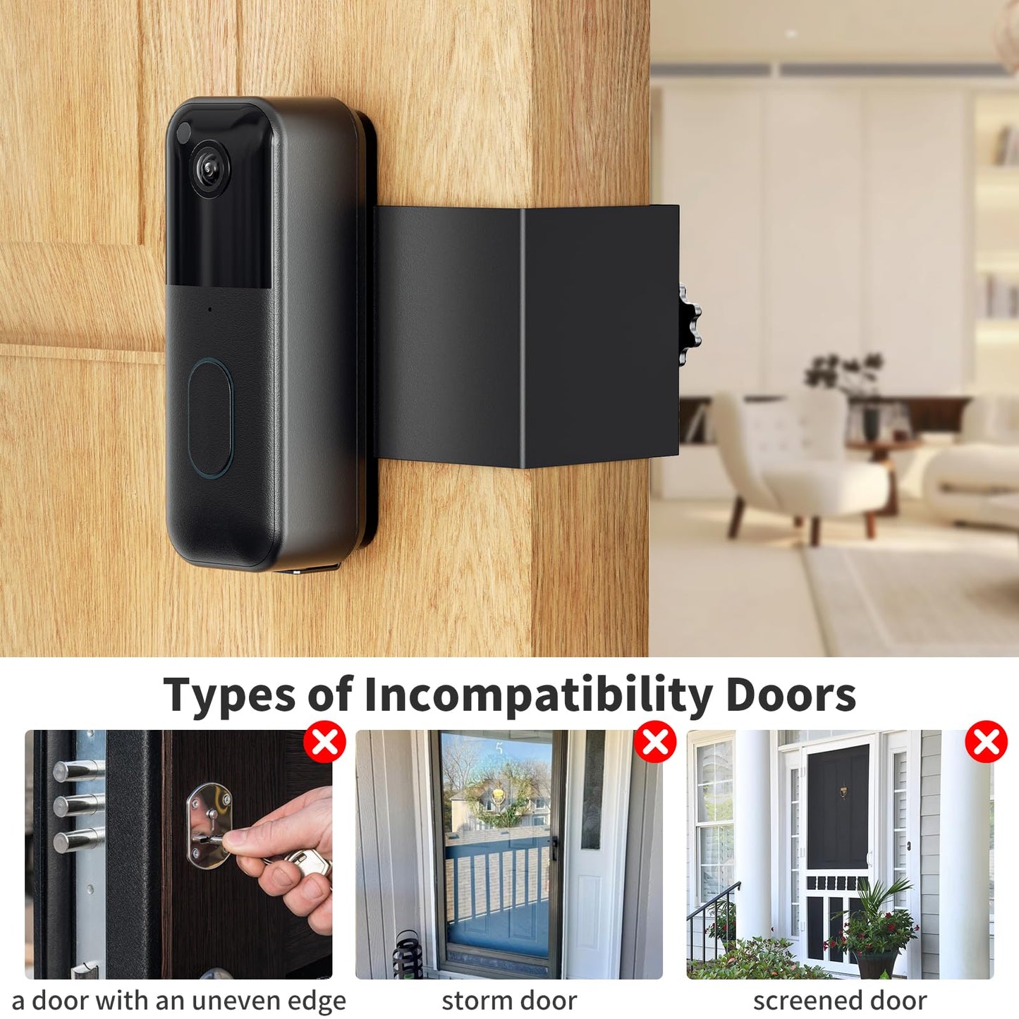 Blink Doorbell Mount No Drilling Bracket Fit for Blink Video Doorbell (1st & 2nd Gen) No Front Cover, Anti-Theft
