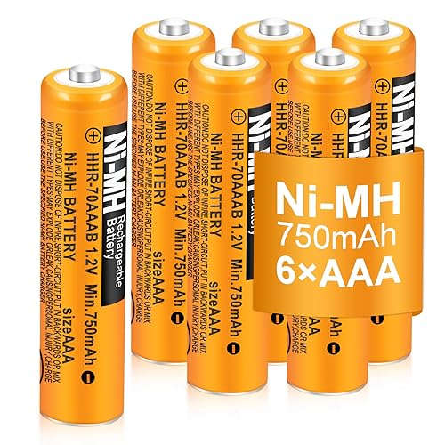 EOCIK 6 Pack HHR-70AAAB AAA Rechargeable Battery for Panasonic 1.2V 750mah NiMH AAA Batteries for Cordless Phones, Remote Controls, Electronics