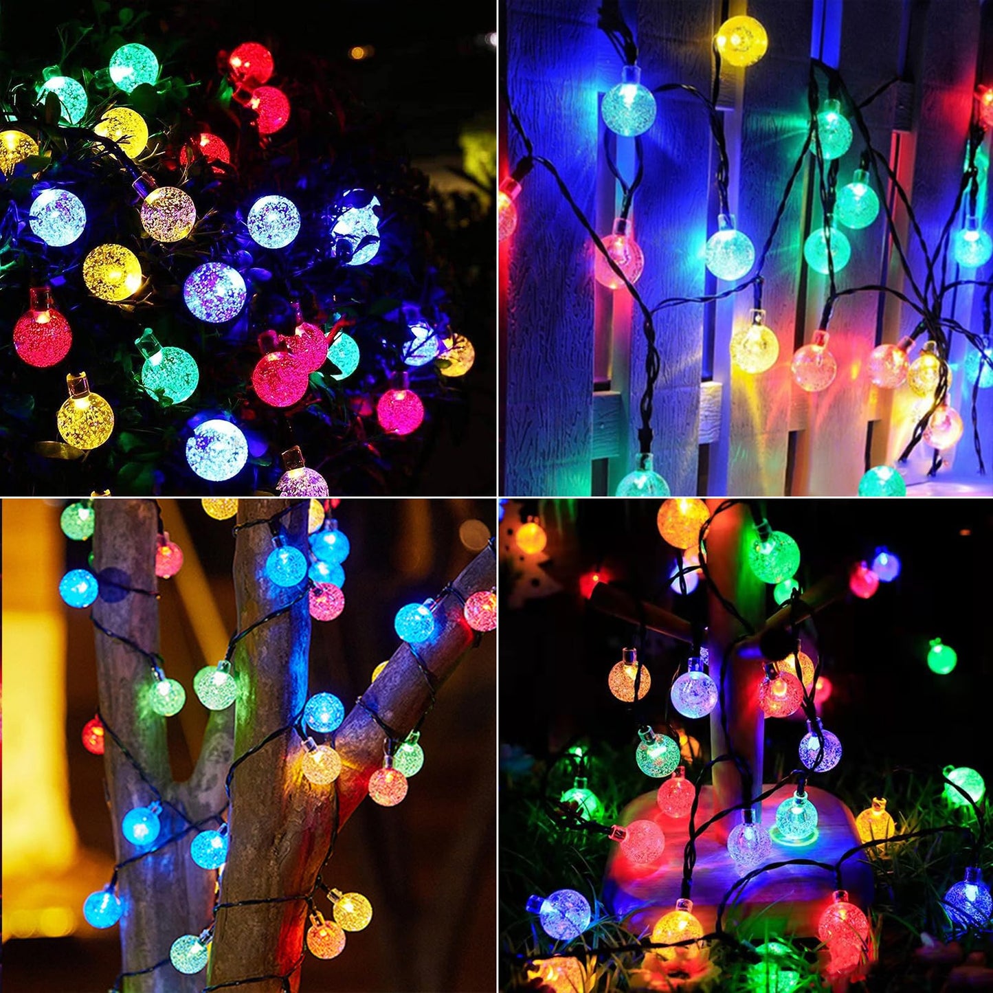 Solar String Lights Outdoor 100 Led 40 Feet Multi-Color Crystal Globe Lights with 8 Lighting Modes, Waterproof Solar Powered Patio Lights for Garden