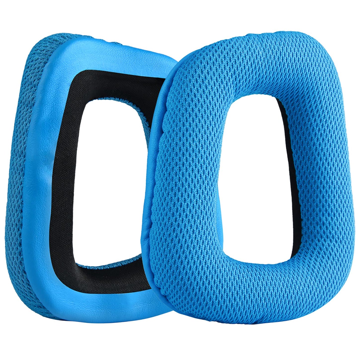 Geekria Mesh Fabric Replacement Ear Pads for Logitech G930, G430, G432, G332, G35, F450 Headphones Ear Cushions, Repair Parts with Video Guide (Blue)
