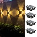 Solar Outdoor Lights, Up and Down Lighting, Waterproof IP65, Fence Light for Yard, Garden, Garage, Pools, Deck (8LED-Warm Light, 4PACK)