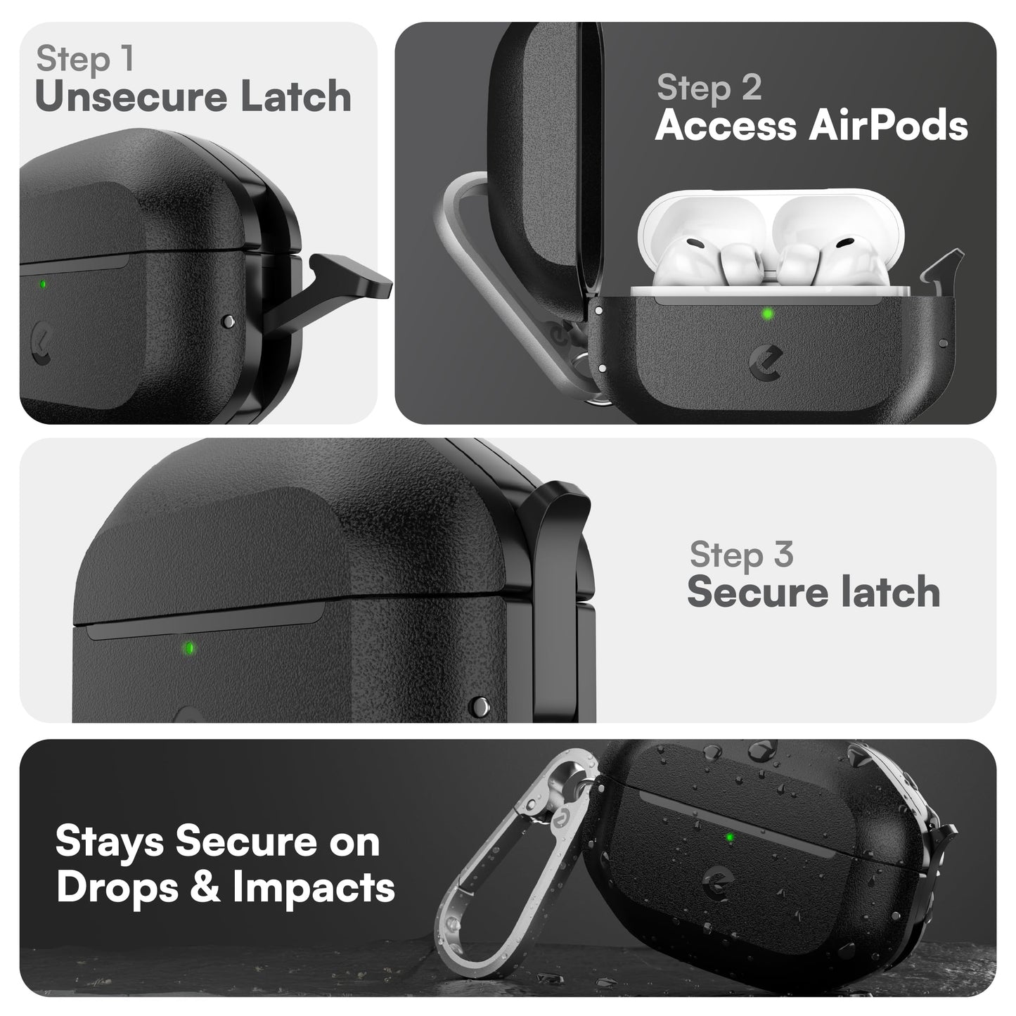 Keybudz for Waterproof AirPods Pro 3 Case with Lock - IP68 Waterproof and Dust Proof, Shockproof Protector, Heavy Duty Rugged Protection, Drop Proof