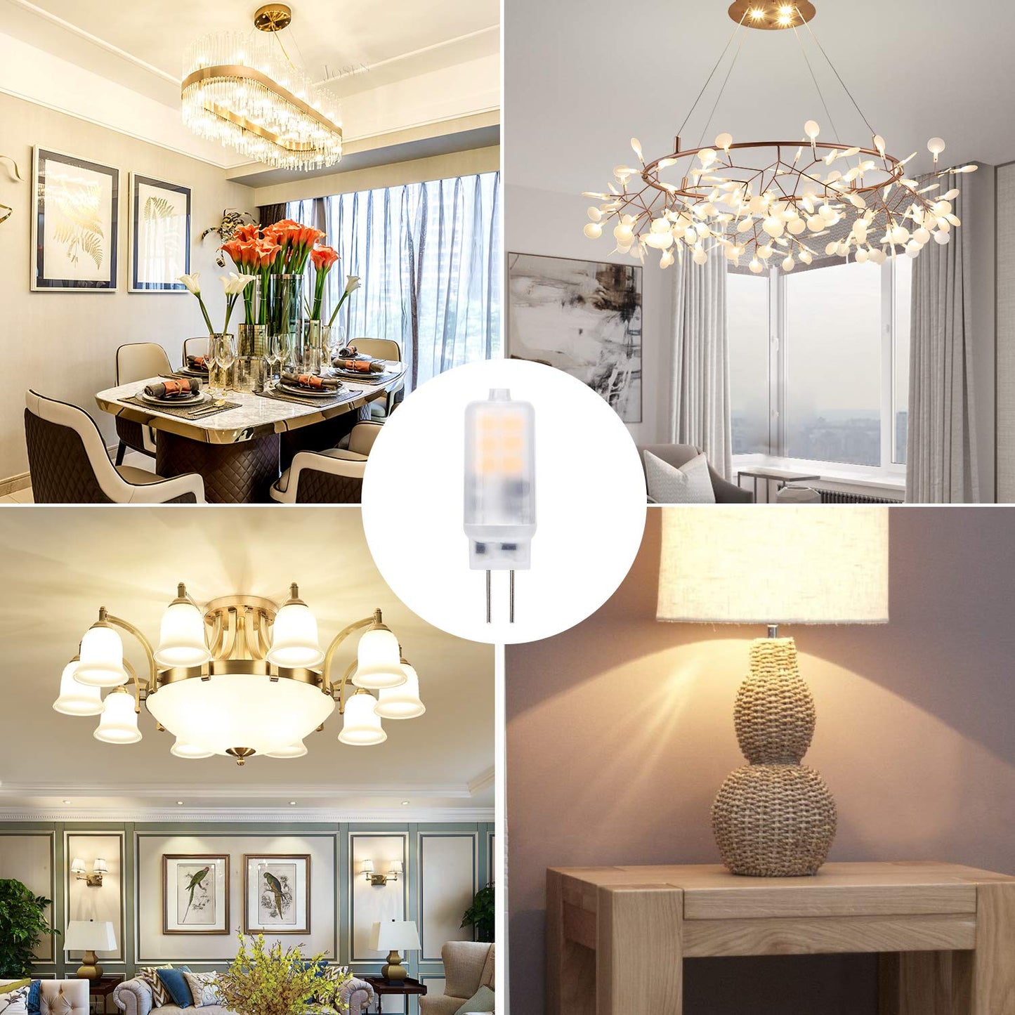 YUIIP G4 LED Light Bulb 2W AC/DC 12V Warm White 2700K G4 Bi-Pin Base Lamp 10W 15W 20W Halogen Bulbs Equivalent for Landscape Chandelier Under Cabinet