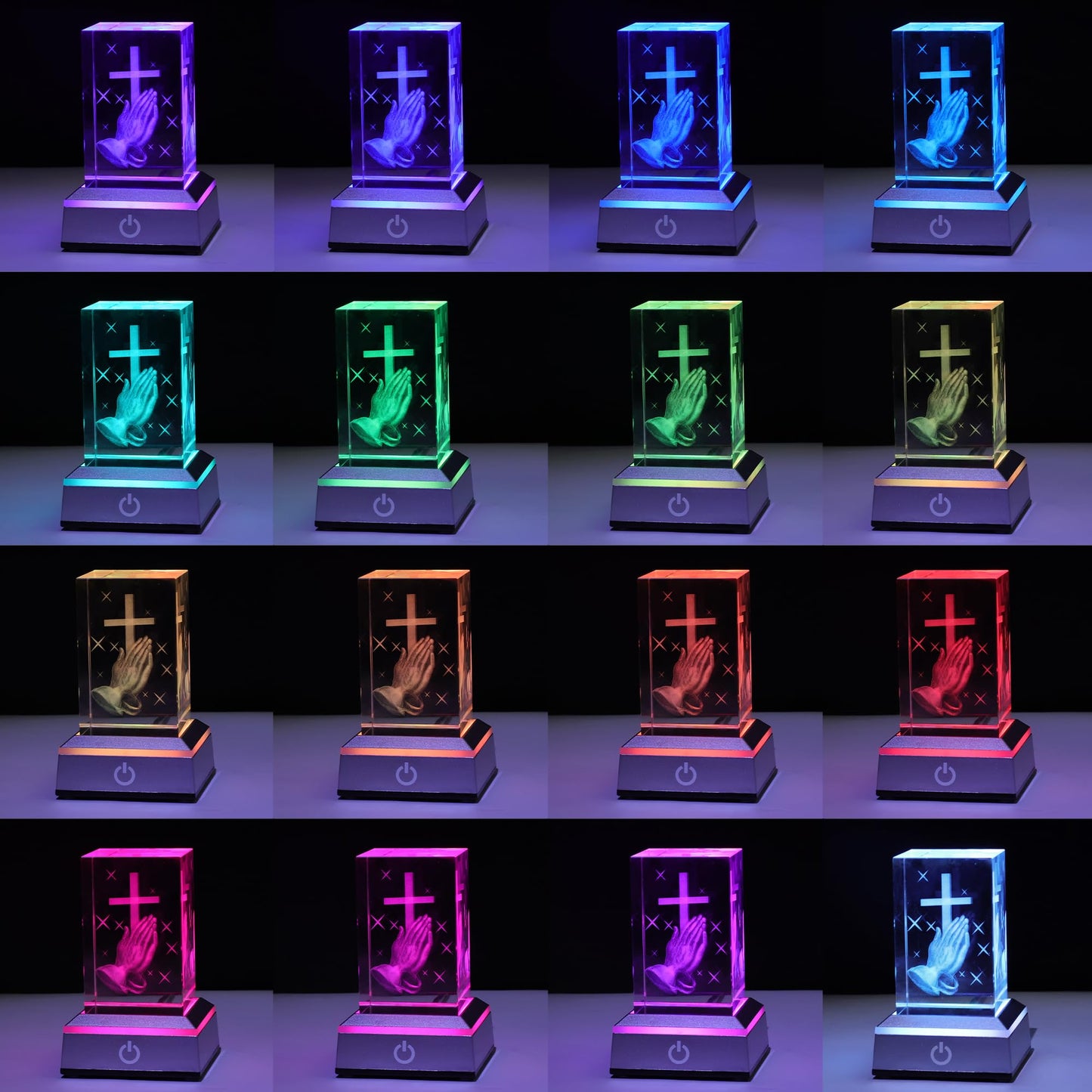 OkiyiD Jesus Cross Figurine, Cross Night Light, Christian Praying Gifts Lamp, Baptism Gifts for Boys Girls Women Unique, Christmas Birthday Gifts