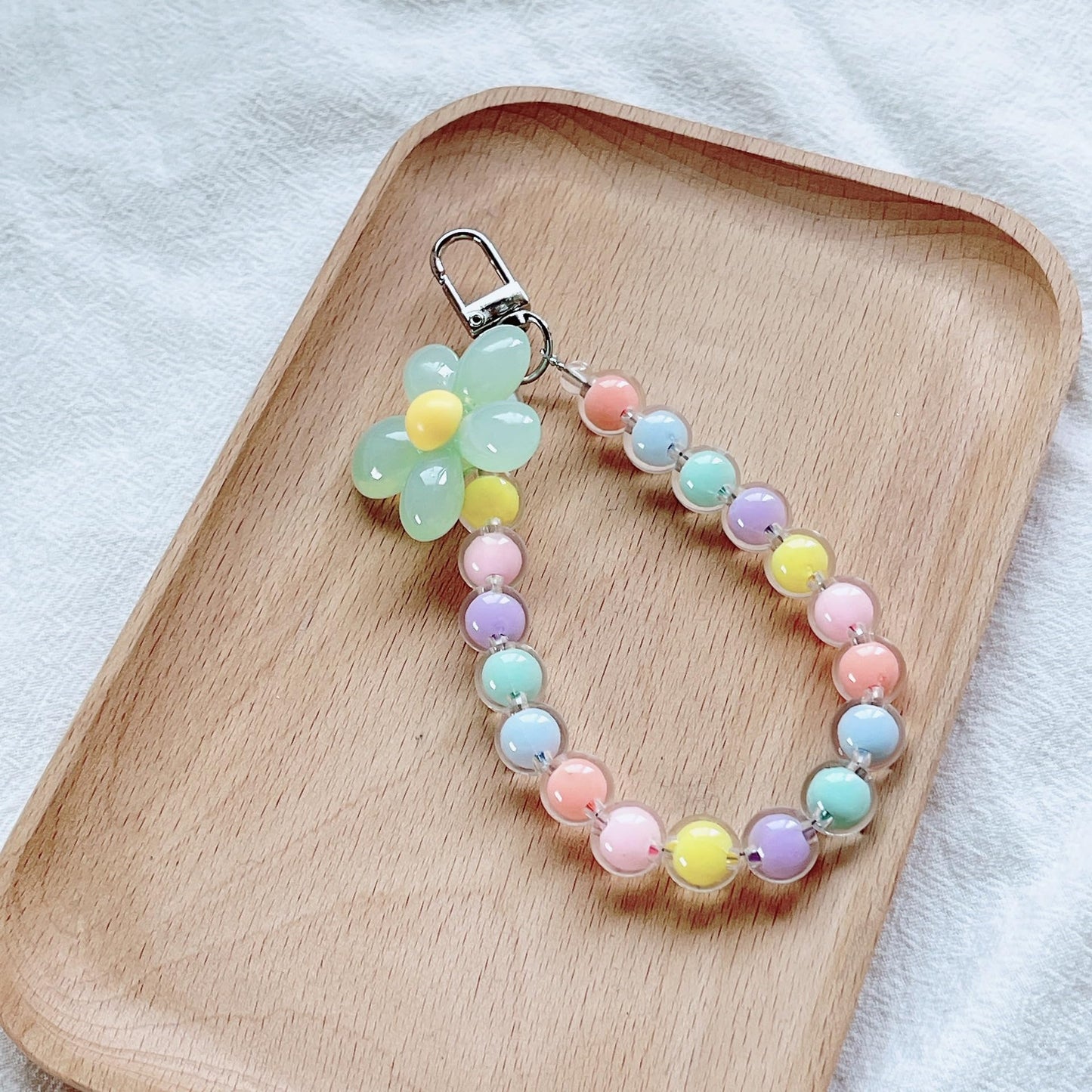 Jinshining Blue Mobile Phones Lanyard Universal Phone Chain Colorful Pearl Phone Lanyard Wrist Strap Anti Lost Fashion Phones Case Keychain Wallet