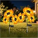 MMHF Outdoor Solar Garden Stake Lights,Upgraded LED Solar Powered Light with 3 Sunflower, Waterproof Solar Decorative Lights for Garden, Patio