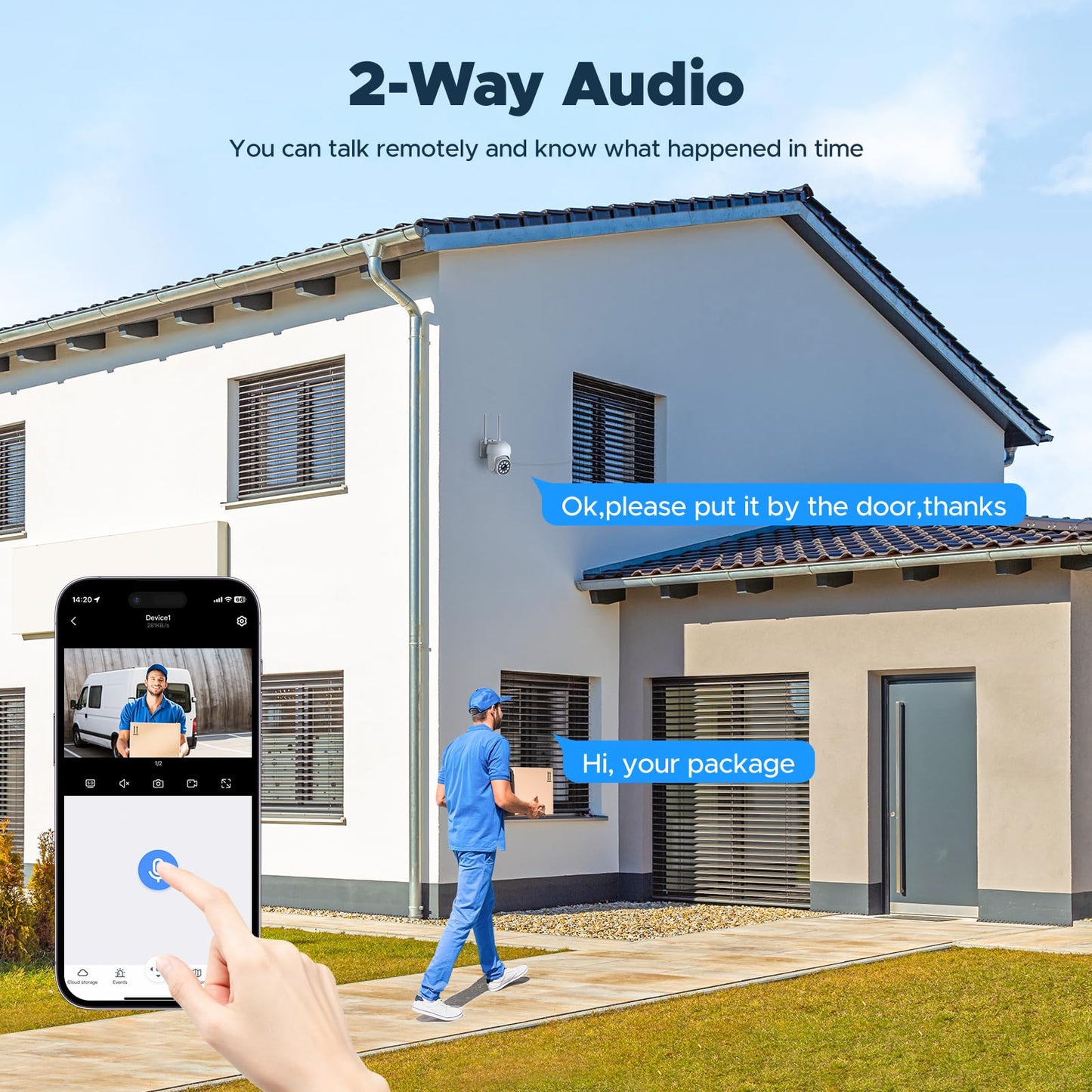 MOSBOK Home Security Camera System, 4Pcs PTZ Wireless Cameras with Auto Human/Pet/Vehicle Detection, 10CH 4K NVR with 24-7 Recording, 2-Way Audio
