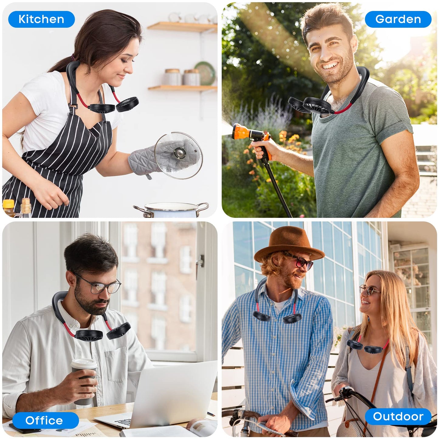 Portable Neck Fan Rechargeable Personal HandFree Fan Mini USB Wearable Neckband Sport Fan 3 Speed Adjustable 360 Degrees Rotation Perfect for Working