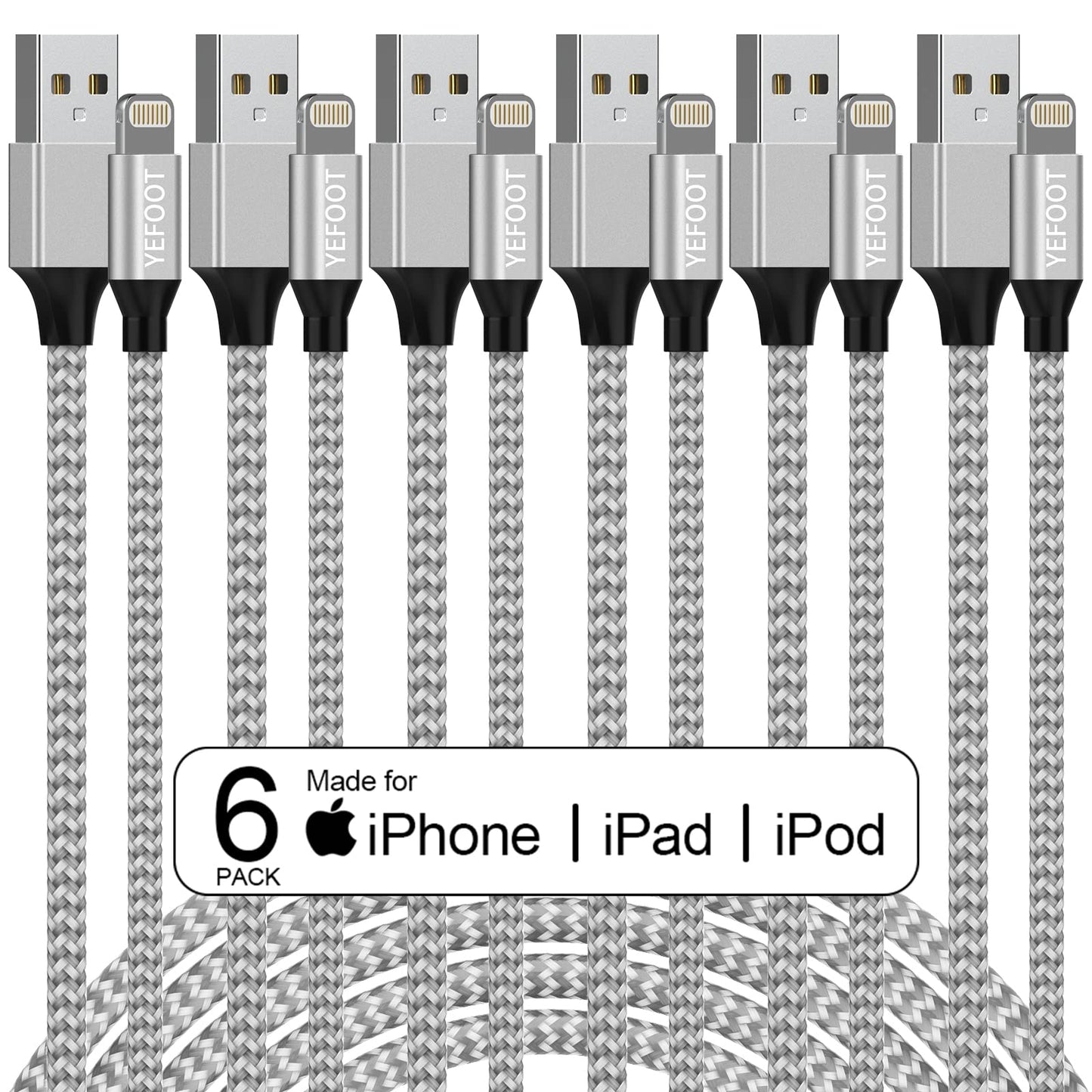[Apple MFi Certified] 6Pack[3/3/6/6/6/10ft] iPhone Charger Lightning Cable Compatible iPhone 14ProMax/14Pro/14/14Plus/13Pro/13/12Pro/12/11…