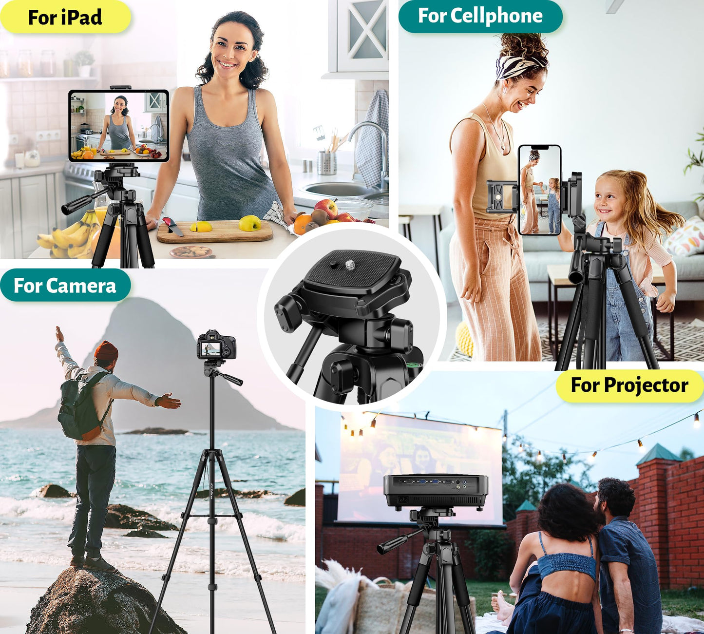 JOILCAN Phone Tripod, 67" Camera Tripod Stand for iPhone iPad, Professional Aluminum Travel Tripods with Wireless Remote and Carry Bag for Cellphone