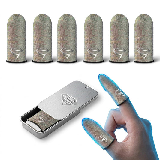 Bluradio 6 Pack Silver Fiber Gaming Finger Sleeves