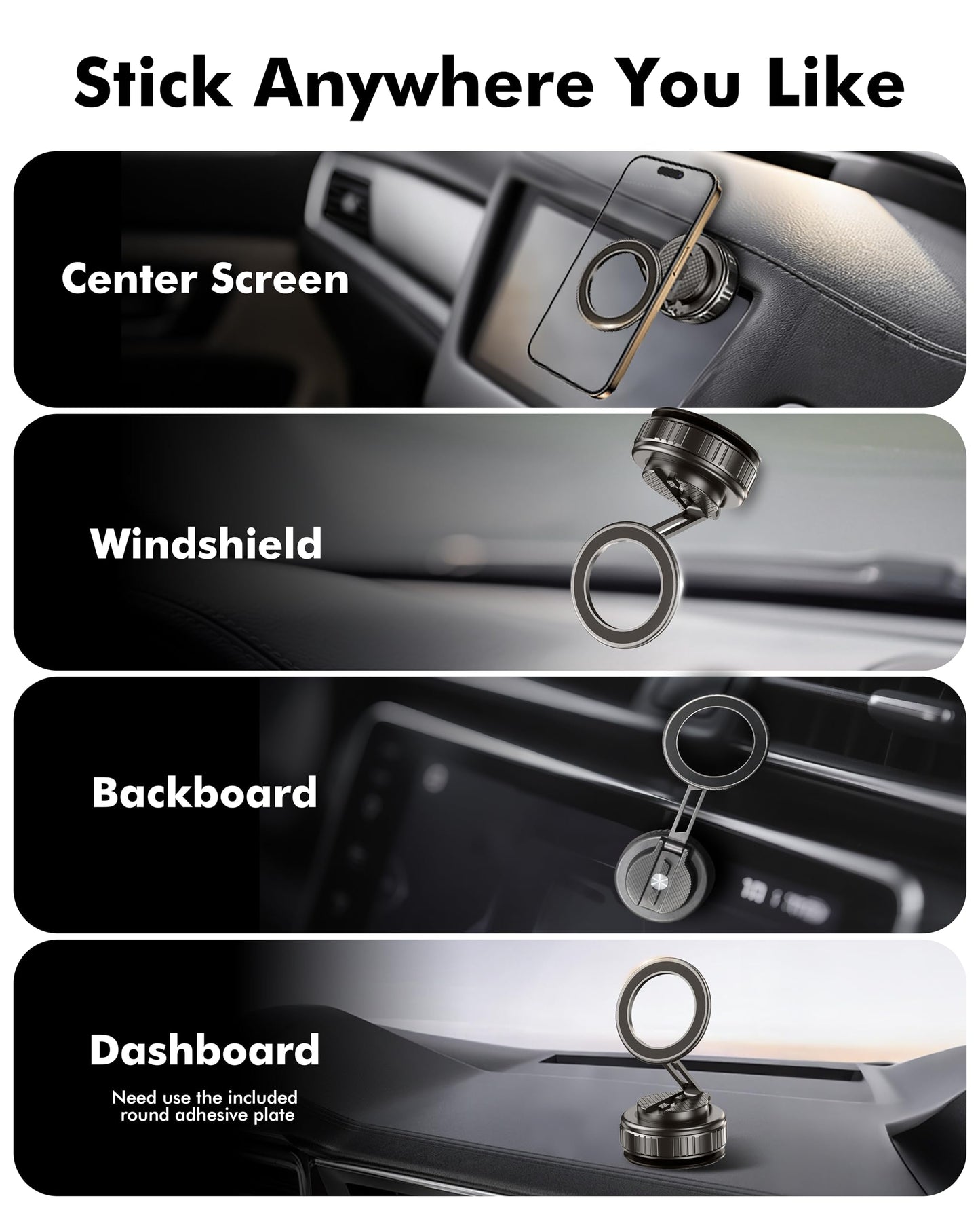 Vacuum Magnetic Phone Holder for Car, 360° Premium Aerospace-Grade Alloy Reinforced, 108LBS Strongest Suction Cup 2400gf Strongest Magnetic Phone
