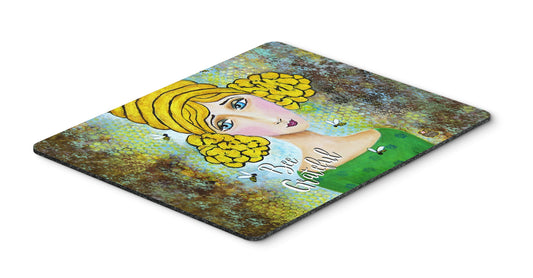 Caroline's Treasures VHA3008MP Bee Grateful Girl with Beehive Mouse Pad, Hot Pad or Trivet for Home Office Gaming Working Computers Laptop Mouse