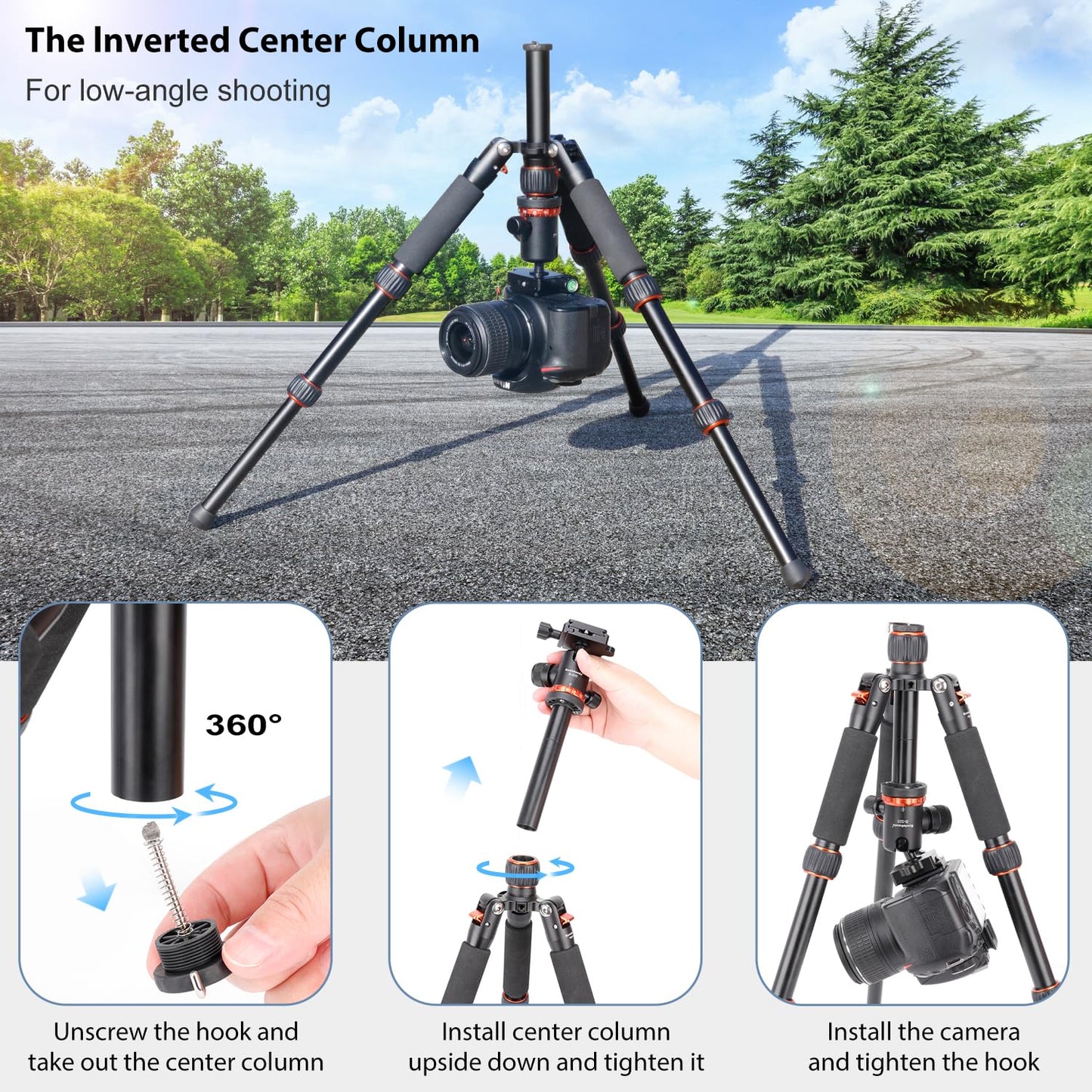 Koolehaoda Mini Desktop Tripod Aluminum Portable Camera Tripod 7"-25" Adjustable Desk Tripod with 360° Ball Head, 1/4" Quick Shoe Plate for DSLR