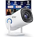 ?Built-in Officially-Licensed Apps & 500 ANSI Lumens & Full Automatic?BoldEver 2026 Upgraded Mini Smart 1080P Projector with WiFi and Bluetooth, 270°
