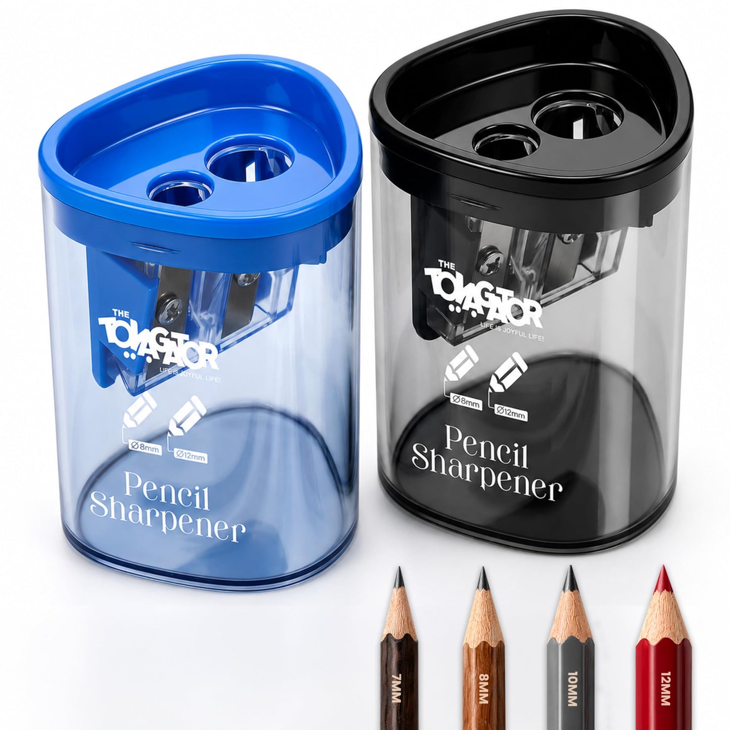 Manual Pencil Sharpener - 2 Pcs Dual Hole Premium Quality Pencil Sharpeners for Standard & Large Sized Pencils - Handheld Pencil Sharpener for Kids