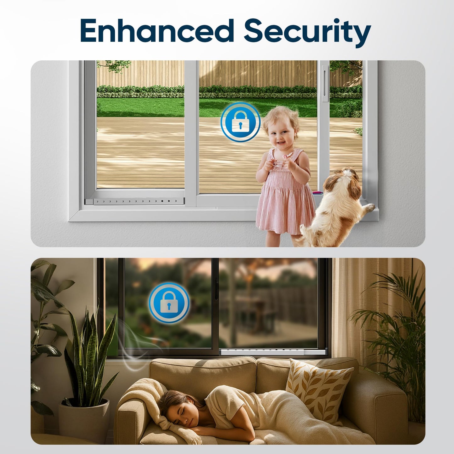 Adjustable Sliding Door Security Bar & Window Safety Bar, Durable Security Door Stopper for Apartment & Home Protection, Child Safety Lock & Works