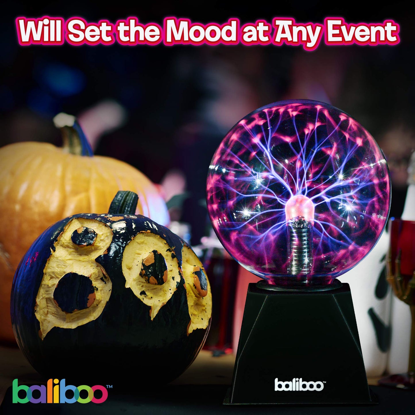 BALIBOO 6" Plasma Ball Light - Touch & Sound Sensitive Activated Lightning Globe - 12V Power Adapter Plug Plasma Globe Lamp - Interactive Science