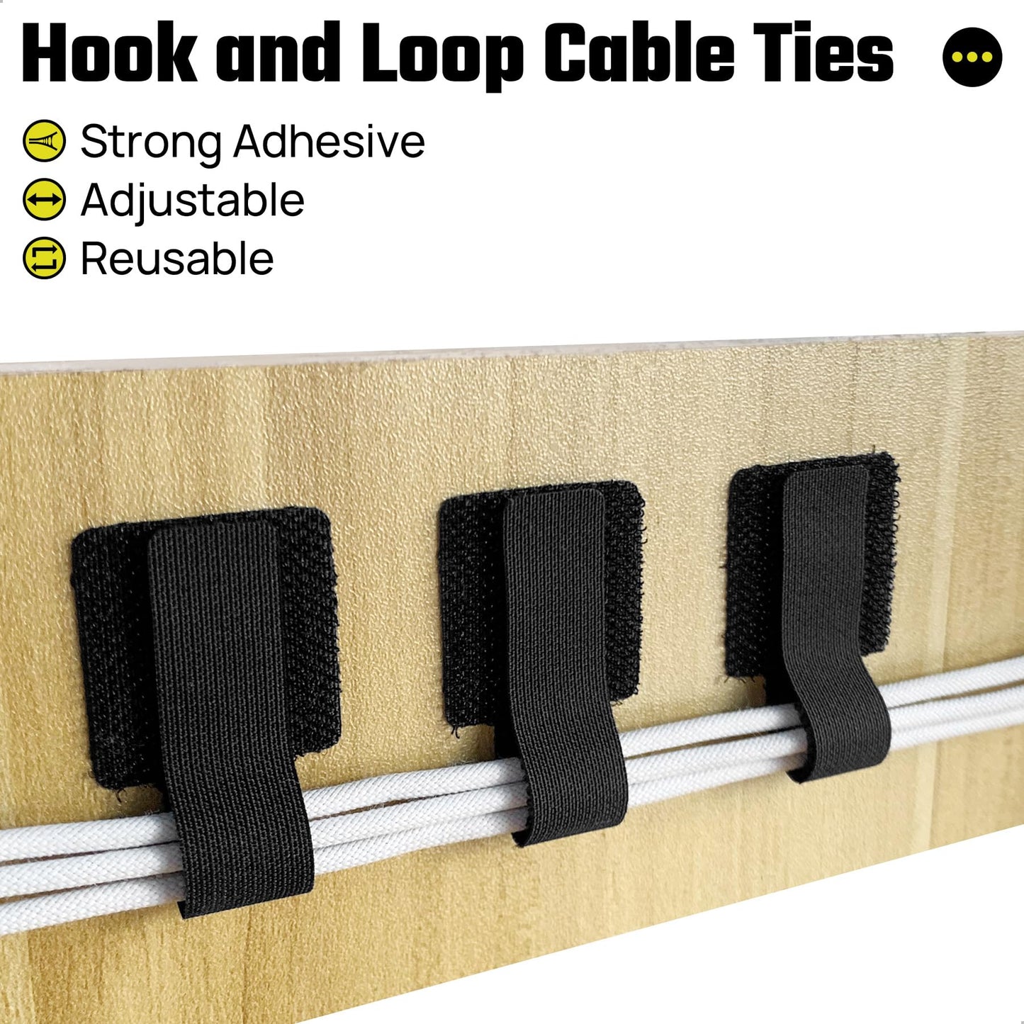 Matenf Under Desk Cable Management Kit - 40 PCS Self-Adhesive Hook & Loop Cable Organizers, Adjustable Cord Hider for Desk, Cable Ties in Office
