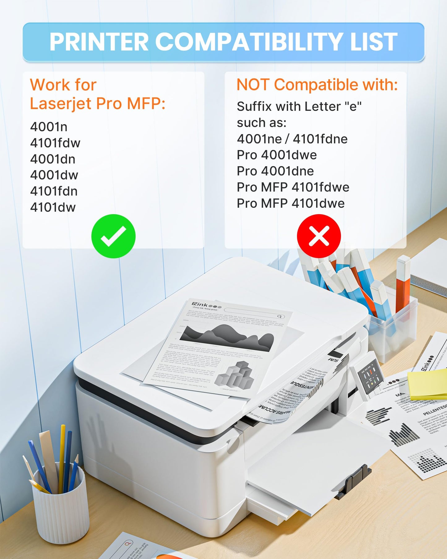 E-Z Ink 148A Toner Cartridge 4001n 4101fdw (with Chip) Replacement for HP 148A Toner Cartridge W1480A 148X W1480X to Use with HP LaserJet Pro 4001n