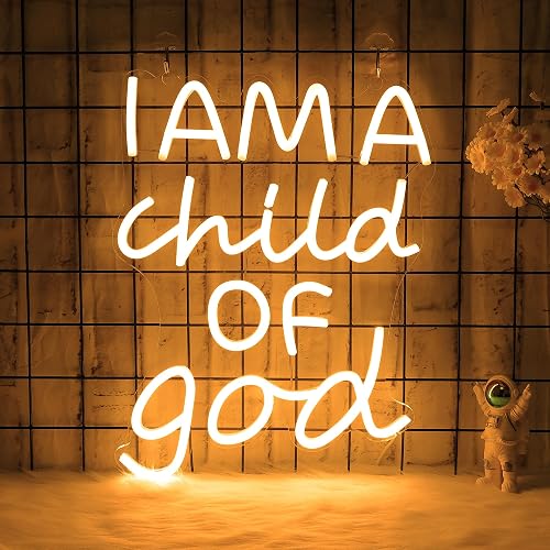 CoolGift Mart Divinely-Inspired Neon Sign - 'I Am a Child of God' Wall Art for Spiritual Home Decor | Inspiring Light for Bedroom, Nursery, or Worship