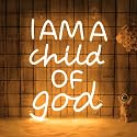 CoolGift Mart Divinely-Inspired Neon Sign - 'I Am a Child of God' Wall Art for Spiritual Home Decor | Inspiring Light for Bedroom, Nursery, or Worship
