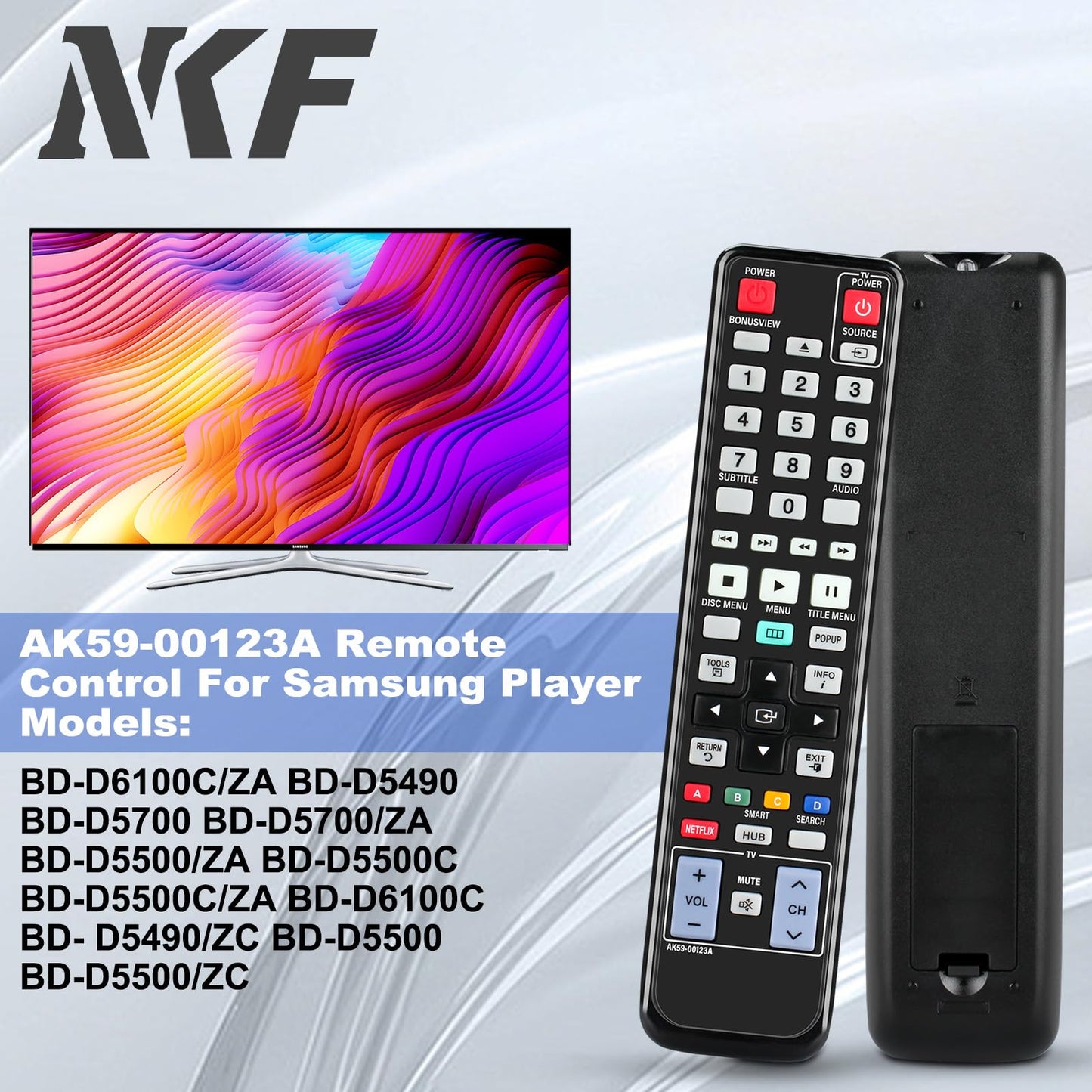 AK59-00123A Remote for Samsung DVD Blu-Ray Player Remote, Replacement for Samsung BD-D5490 BD-D5500 BD-D5700 BD-D6100C BD-D6500/ZV BD-D700 BD-D7500