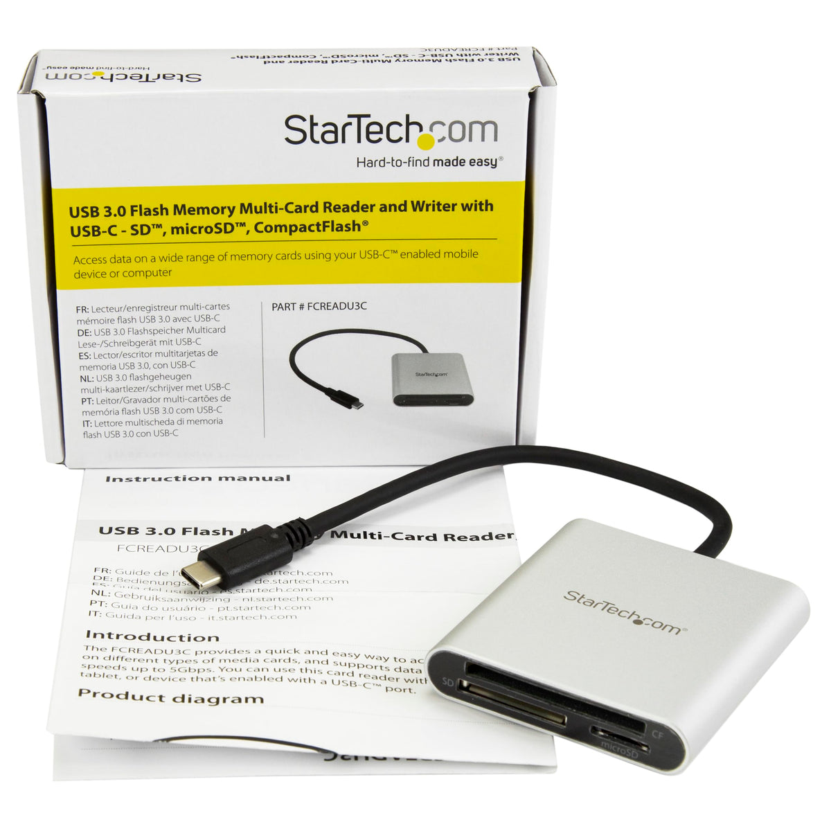 StarTech SD microSD CompactFlash Card Reader/Writer USB-C 3.0 (FCREADU3C)