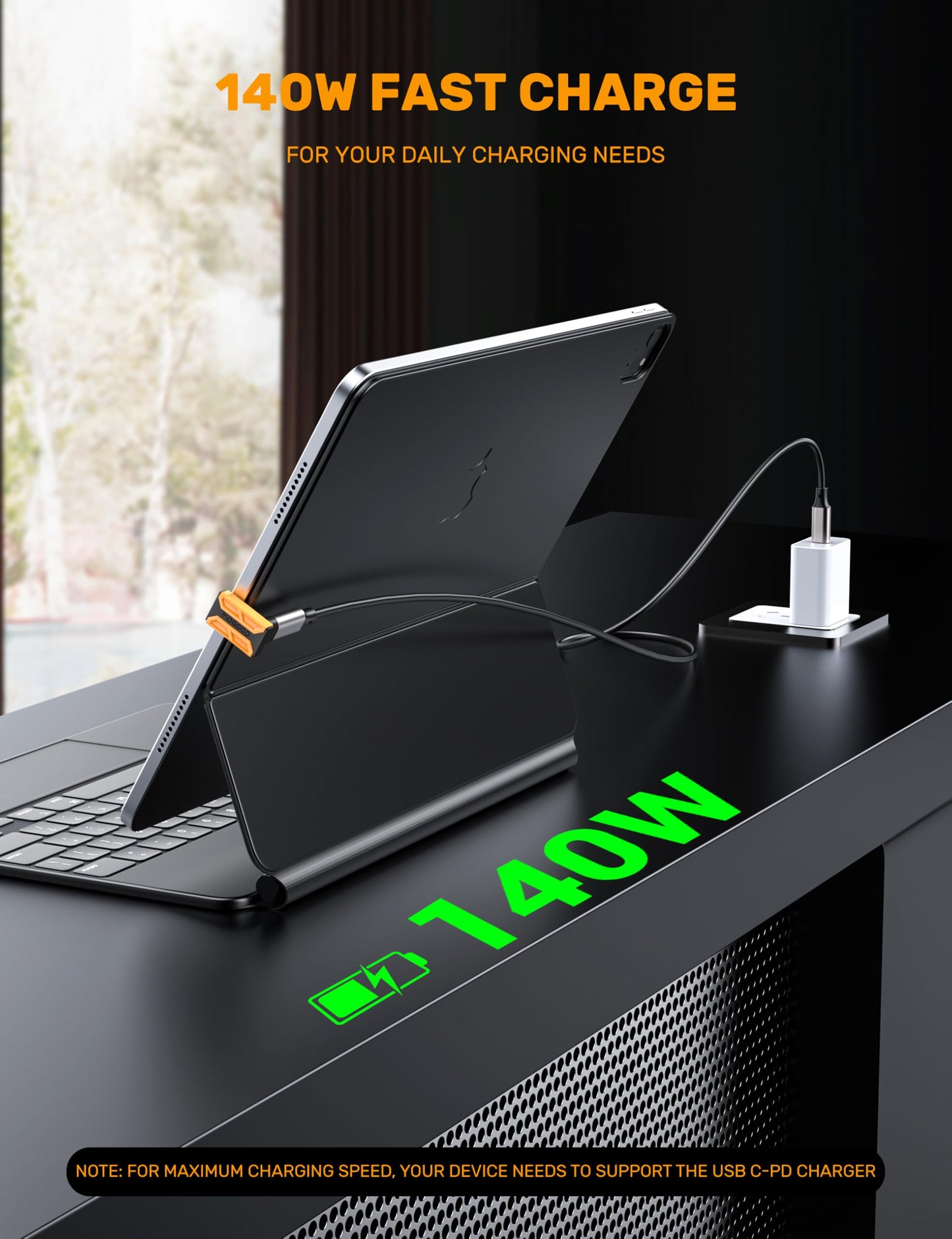 MOGOOD 180 Degree U Shape USB-C Male to USB C Female Adapter with PD 140W/40 Gbps, Type C 180 Extender for Steam Deck/Switch/Laptop/Tablet/Phone
