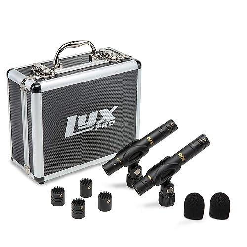 LyxPro SDPC-2 Stereo Pair of Pencil Condenser Stick Instrument Microphone Set, Interchangeable Omni, Cardioid & Super Cardioid Capsules Included