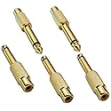 AAOTOKK RCA to 1/4 Adapter, Gold Plated Male to Female, 6.35mm TS Jack to RCA Audio Connector, 5 Pack