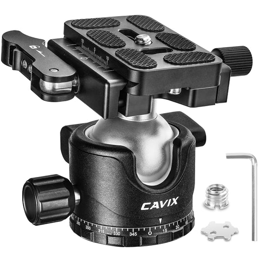 CAVIX 36mm Tripod Ball Head with Lever Release, Low Profile Heavy Duty Ball Head Mount with Arca Swiss Quick Release Plate for Camera Tripod Monopod
