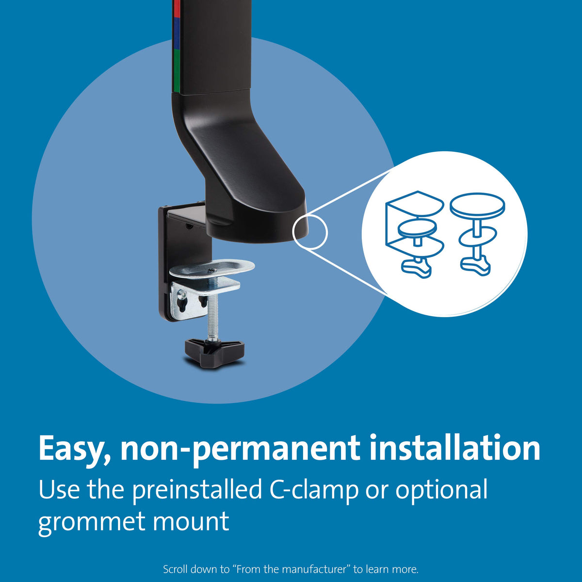 Kensington Single Monitor Desk Mount, C-clamp Vesa Stand Fits up to 32 inch Ultrawide Samsung LG , Low Profile Vertical Mount, Height Adjustable Free