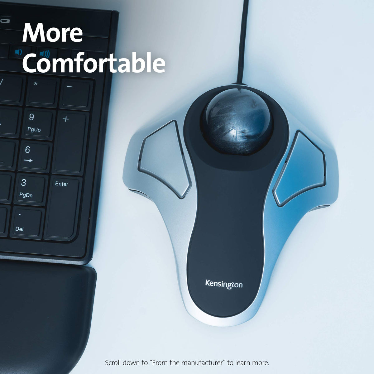 Kensington Orbit Optical Trackball Mouse, USB 2.0, Left/Right Hand Use, Black/Silver