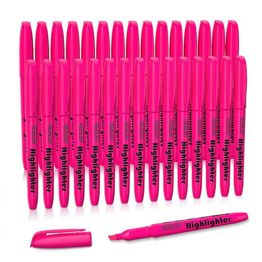 Shuttle Art Highlighters, 30 Pack Highlighters Bright Colors, Pink Colors Chisel Tip Dry-Quickly Non-Toxic Highlighter markers for Adults Students