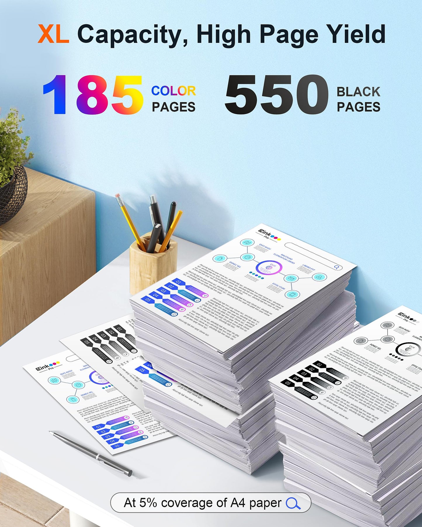 E-Z Ink Pro 222XL Remanufactured Ink Cartridge Replacement for Epson 222 XL 222XL 222 for Epson Expression Home WF-2960 XP-5200 Printer (4 Packs