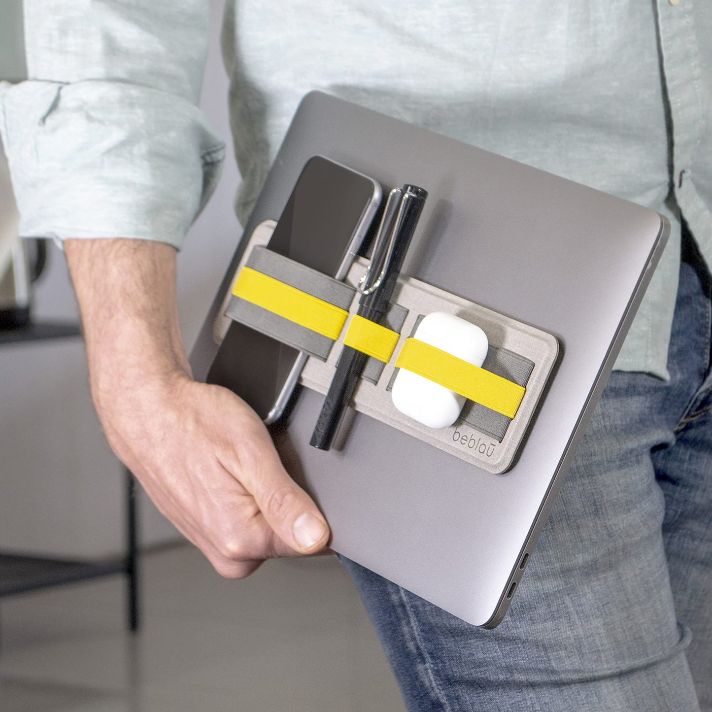 SHIFT Adhesive Portable Tech Organizer for laptops, notebooks, Backpack insert | Computer Accessories | External HD Holder. Stick-On | Sleeve | Fits