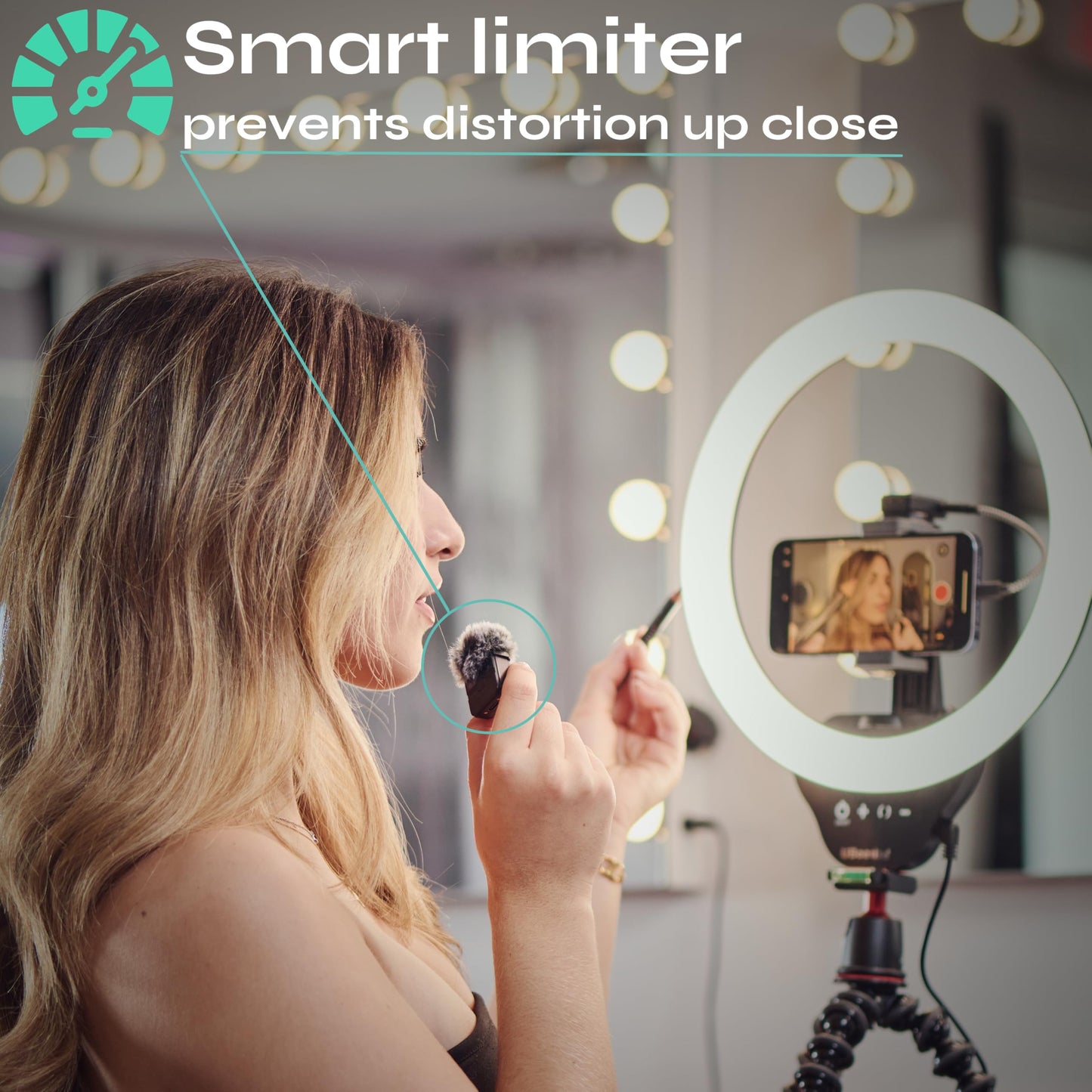 Creatormic Voice-enhancing Mini Wireless Lavalier Microphones for Iphone, Android, Camera - Limiter, Voice Eq, Noise Cancel, Magnetic Mount - 2 Pack