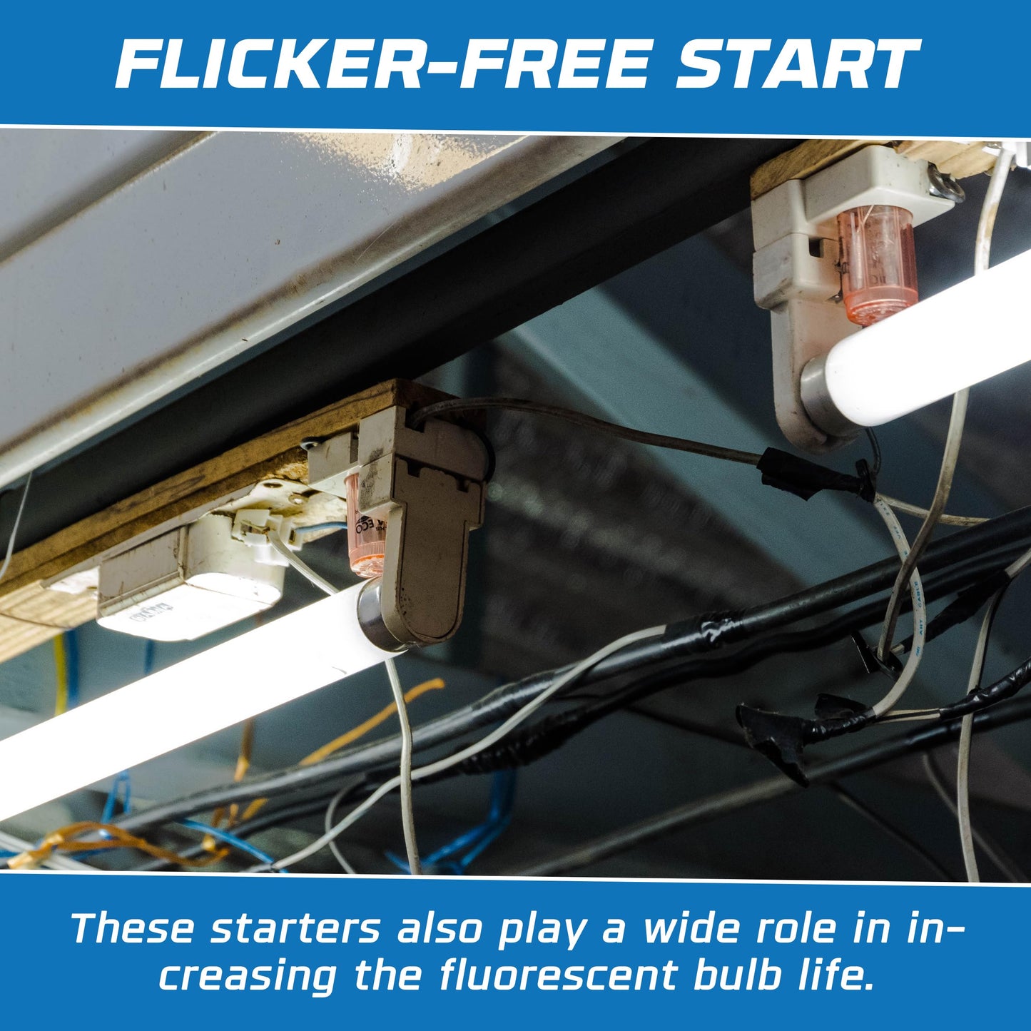 OHLECTRIC 6 Pack - Fluorescent Lamp Starter - Offers Flicker Free Start - Durable White Starter for Bulbs - FS-4 Rohs Compliance - Lamp Parts