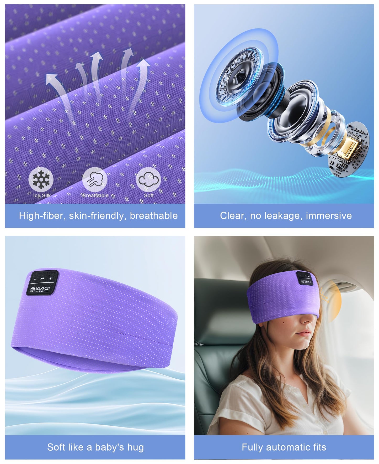 LOVE EYE Sleep Headphones Wireless Headband Headphones Bluetooth 5.4 for Side Sleeper Bluetooth Headband Earphones for Sports for tech Gadgets Gifts