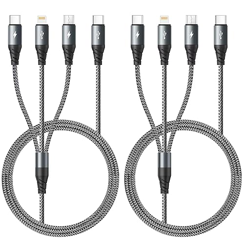 Miger USB C 3 in 1 Charging Cable,[2 Pack 6FT] Multi Charging Cable for Multiple Devices Braided Multi Charger Cable Universal Charger Cord