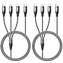 Miger USB C 3 in 1 Charging Cable,[2 Pack 6FT] Multi Charging Cable for Multiple Devices Braided Multi Charger Cable Universal Charger Cord