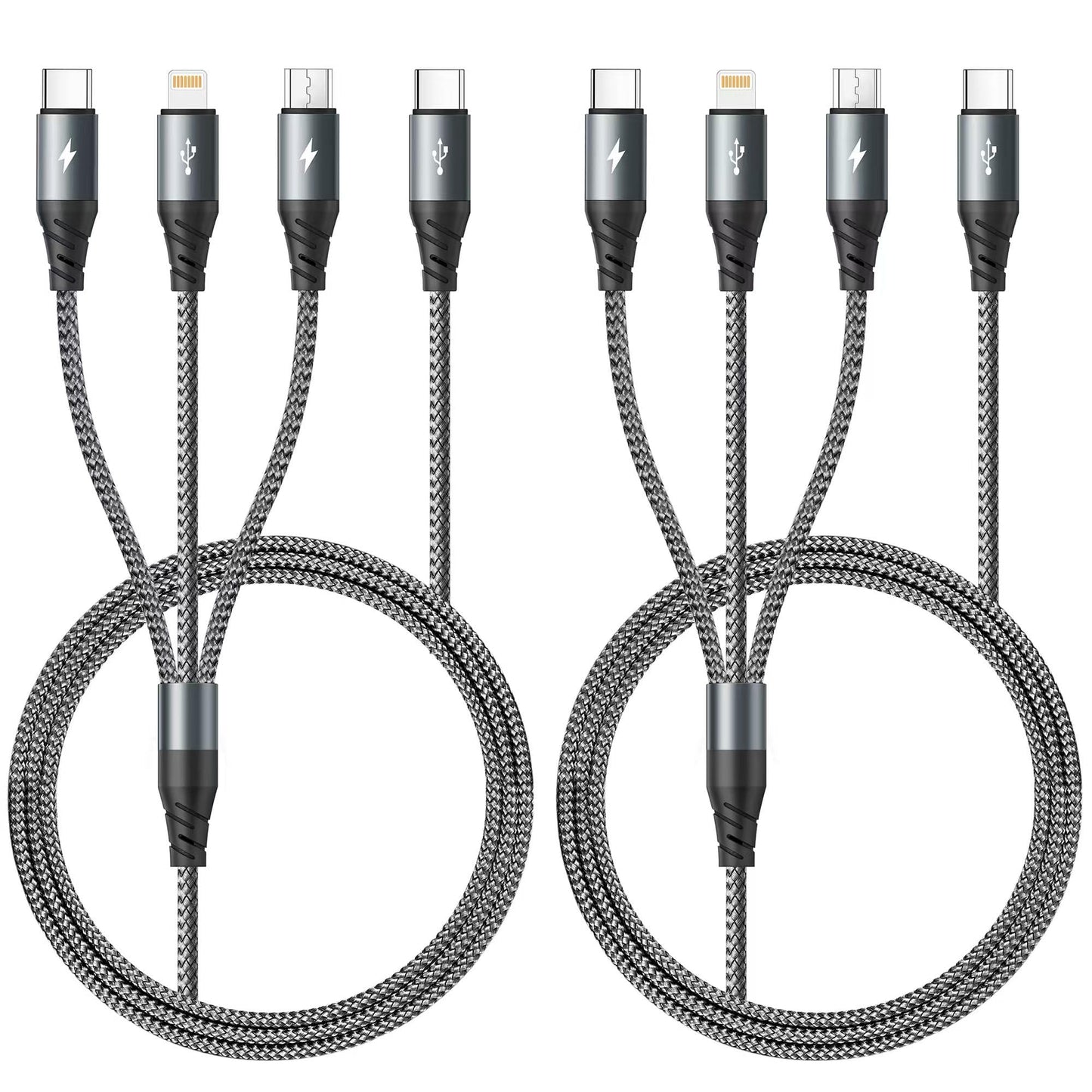 Miger USB C 3 in 1 Charging Cable,[2 Pack 6FT] Multi Charging Cable for Multiple Devices Braided Multi Charger Cable Universal Charger Cord